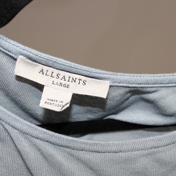 AllSaints Francesco Rita Oversize Long Sleeve T-Shirt Light Blue Size Large - Picture 6 of 7
